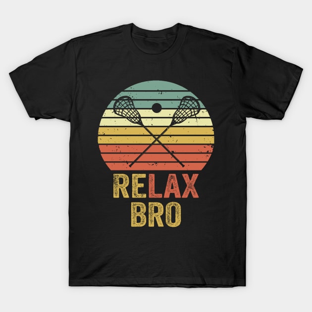 Relax Bro Lacrosse Player Funny T-Shirt by Visual Vibes